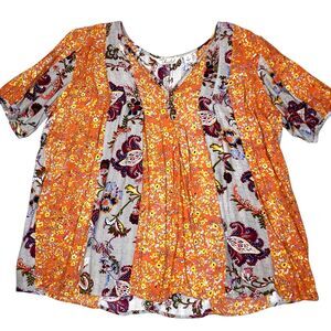 Caffe‎ Marrahcoh Boho Blouse Womens S Eclectic Festival Hippie Floral Paisley